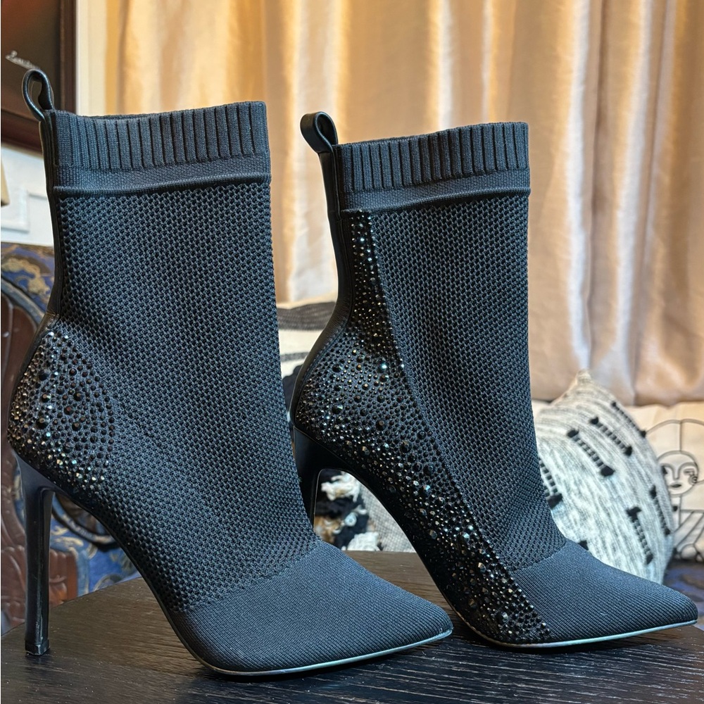 Steve Madden knit and rhinestone booties.